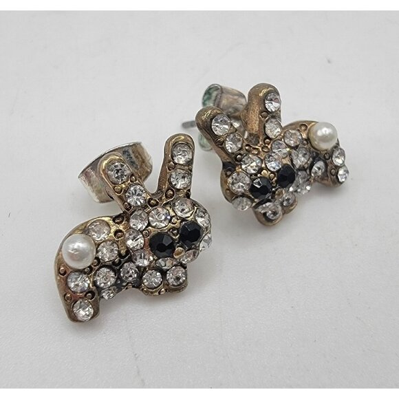 Bunny Rabbit Earrings Creative Stud Earrings Easter Jewelry Pearl Bunny Tail NEW - Picture 1 of 4